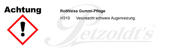 Gummi-Pflege, RotWeiss CLP/GHS Verordnung